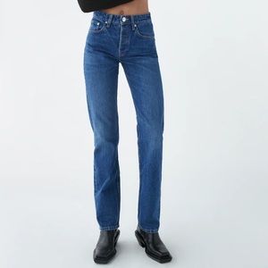 NWT Zara Mid Rise Straight Leg Full Length Jeans